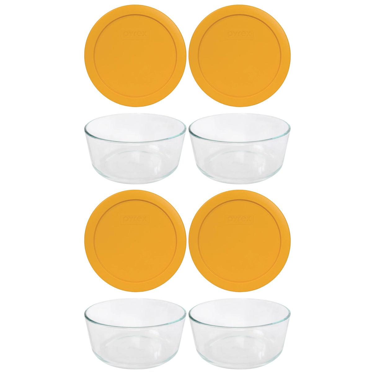 7-Cup Glass Bowl with Yellow Lid, 4 Pack X10047