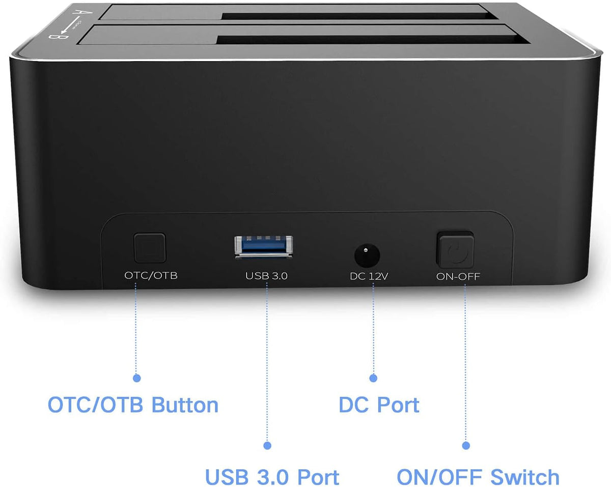 USB 3.0 Aluminum Dual Bay Hard Drive Dock with SD TF Card Reader M18614