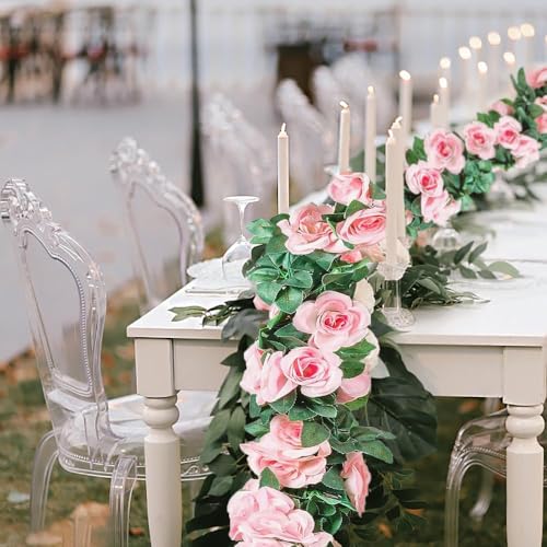 White 10PCS Artificial Rose Garland 7.5Ft B2738