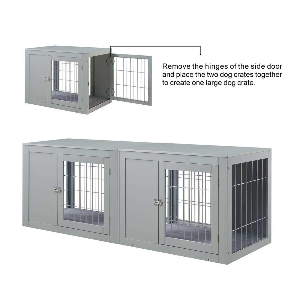 Wooden Dog Crate End Table with Cushion W24696