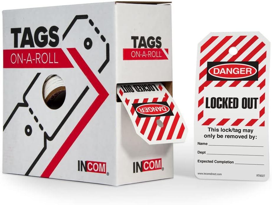 Danger Locked Out Heavy-Duty Waterproof Tear-Resistant Polytag Tags, Red/Black On White, 6.25 Inches X 3 Inches X 10 Mil Thickness, Pack of 2 O51137