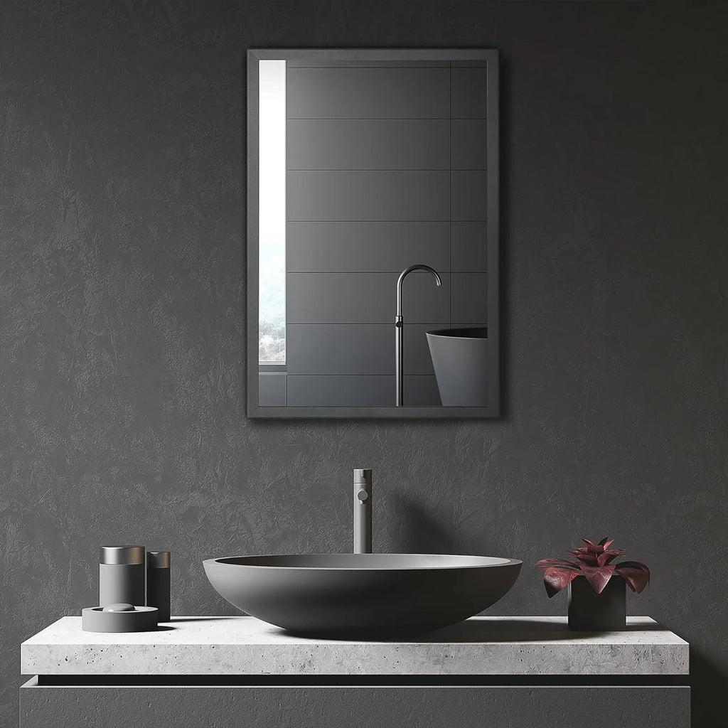 Black Wall-Mounted Stainless Steel Medicine Cabinet with Mirror R284