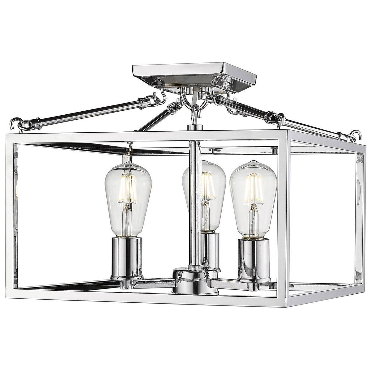 Black 3 Light Semi-Flush Mount E2250