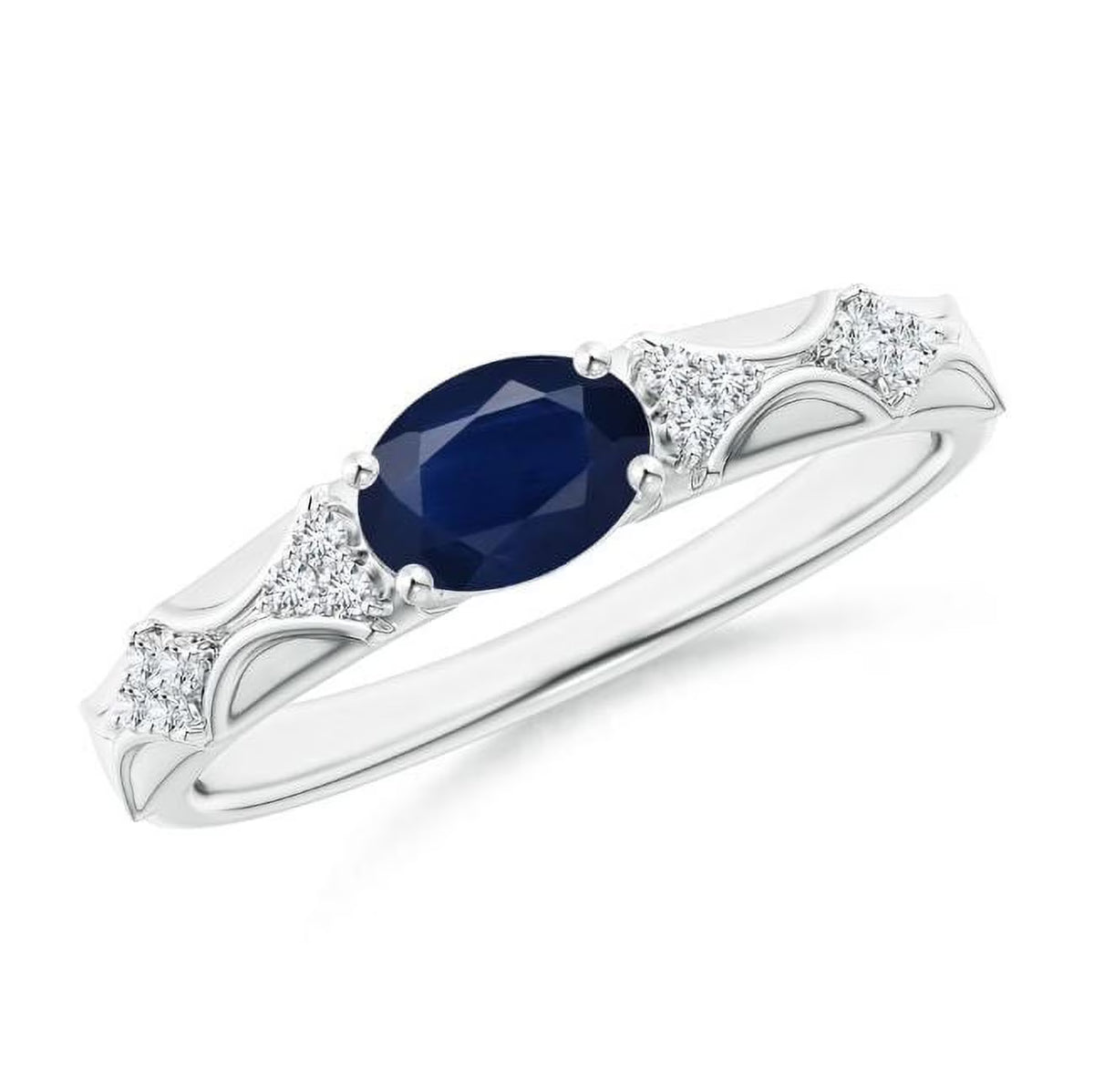 Oval Blue Sapphire CZ Ring 925 Sterling Silver K544