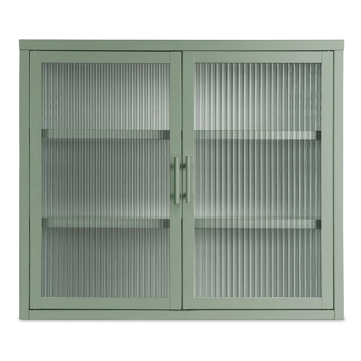 Mint Green Double Glass Door Wall Cabinet with Detachable Shelves T436356
