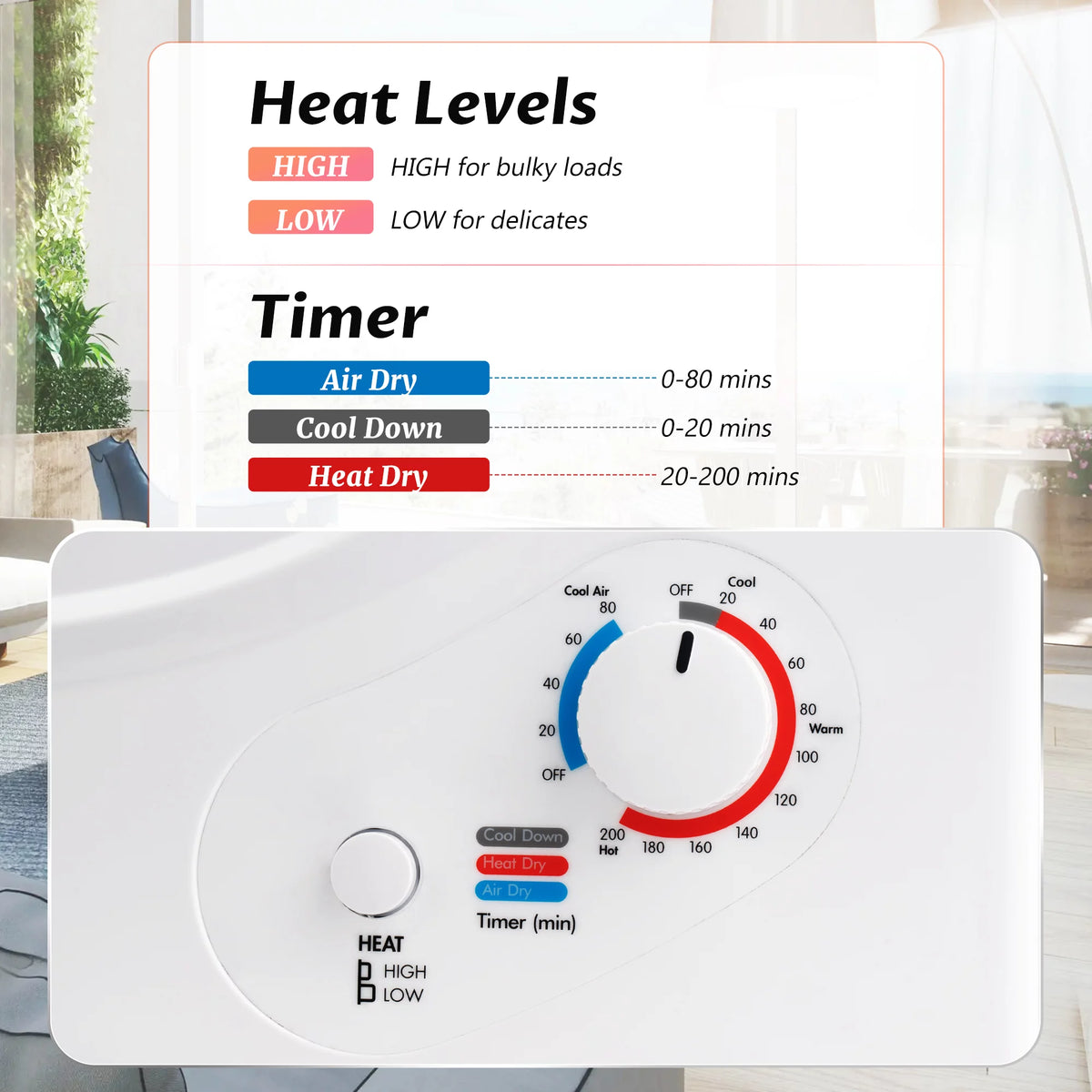 850W Portable Front Load Electric Clothes Dryer with 5 Drying Modes T295