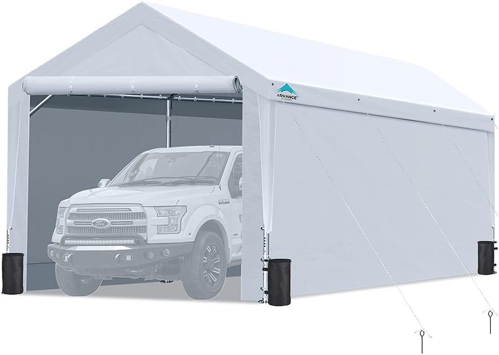 12x20 ft Heavy Duty Carport with Sidewalls and Doors T656932