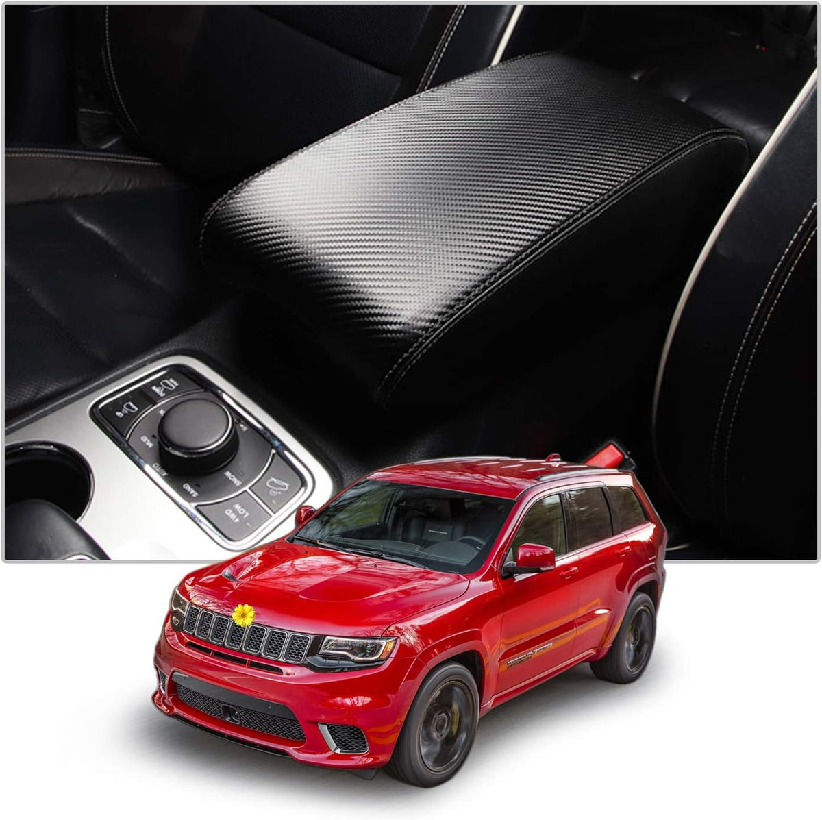 Center Console Cover Armrest Cover Console Lid Pads Carbon Fiber A31902