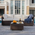 9 Piece Wicker Sectional Sofa with Propane Firepit Table P17913