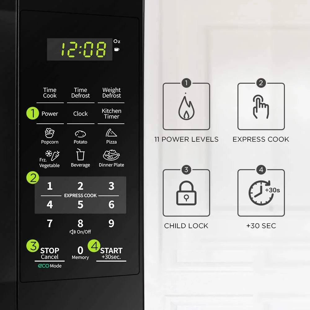 0.7cu.ft 700W Black Countertop Microwave Oven B129907