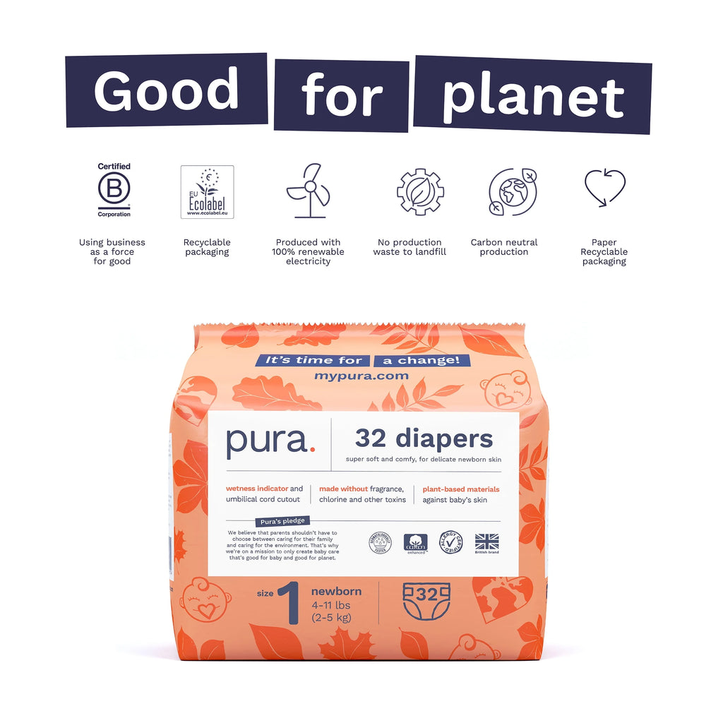 Sensitive Soft Sustainable Baby Diapers Size 1, 96 Count E917