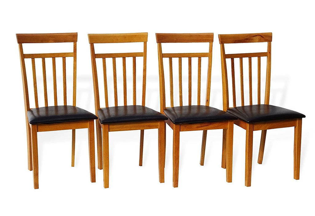 Set of 4 Solid Wood Dining Chairs with Padded Seat L6559