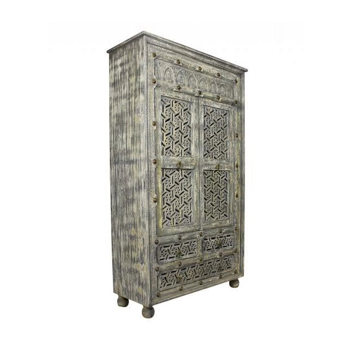 Solid Wood Three Drawer Gentlemans Chest Aged Gray K8208