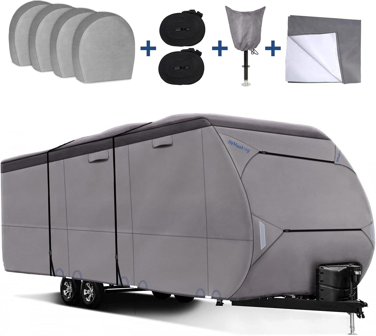 Waterproof 500D Travel Trailer Cover with 4 Tire Covers E405929