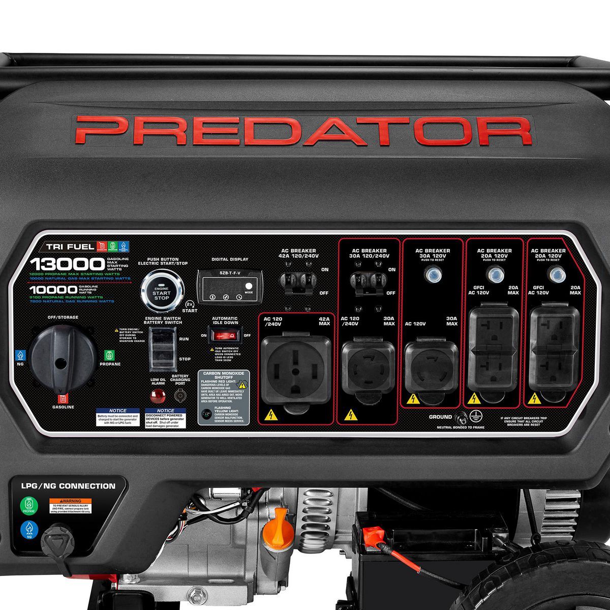 13,000 Watt Tri-Fuel Portable Generator with Remote Start A71188