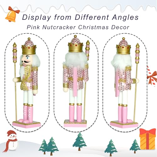 15 Inch Pink Wooden Nutcracker Ornaments J295