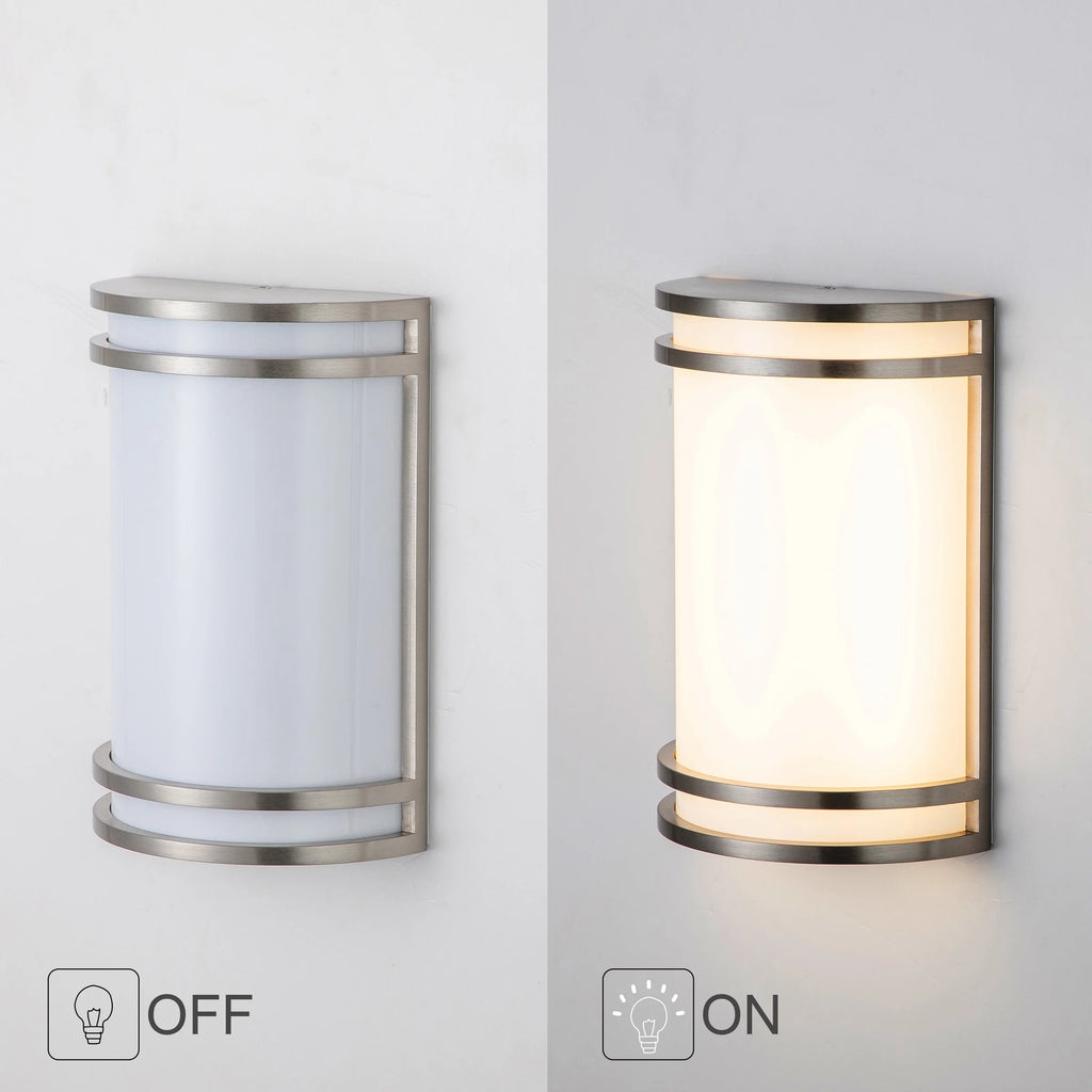 1-Light Brushed Nickel LED Outdoor Wall Light with Acrylic Shade L4329