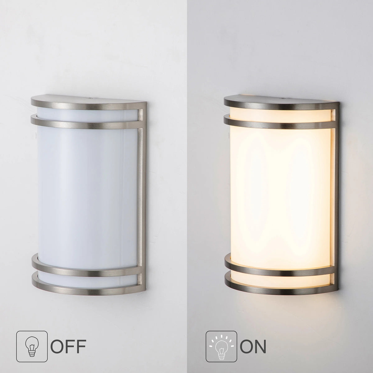 1-Light Brushed Nickel LED Outdoor Wall Light with Acrylic Shade L4329
