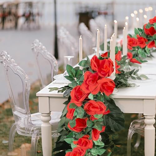 White 10PCS Artificial Rose Garland 7.5Ft B2738