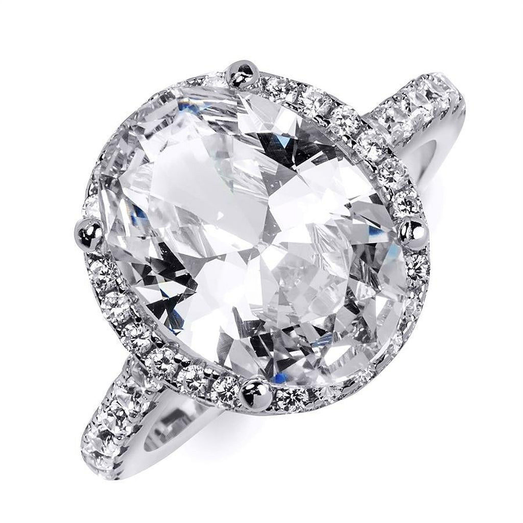 Oval Cut Halo Promise Engagement Ring Sterling Silver X98918