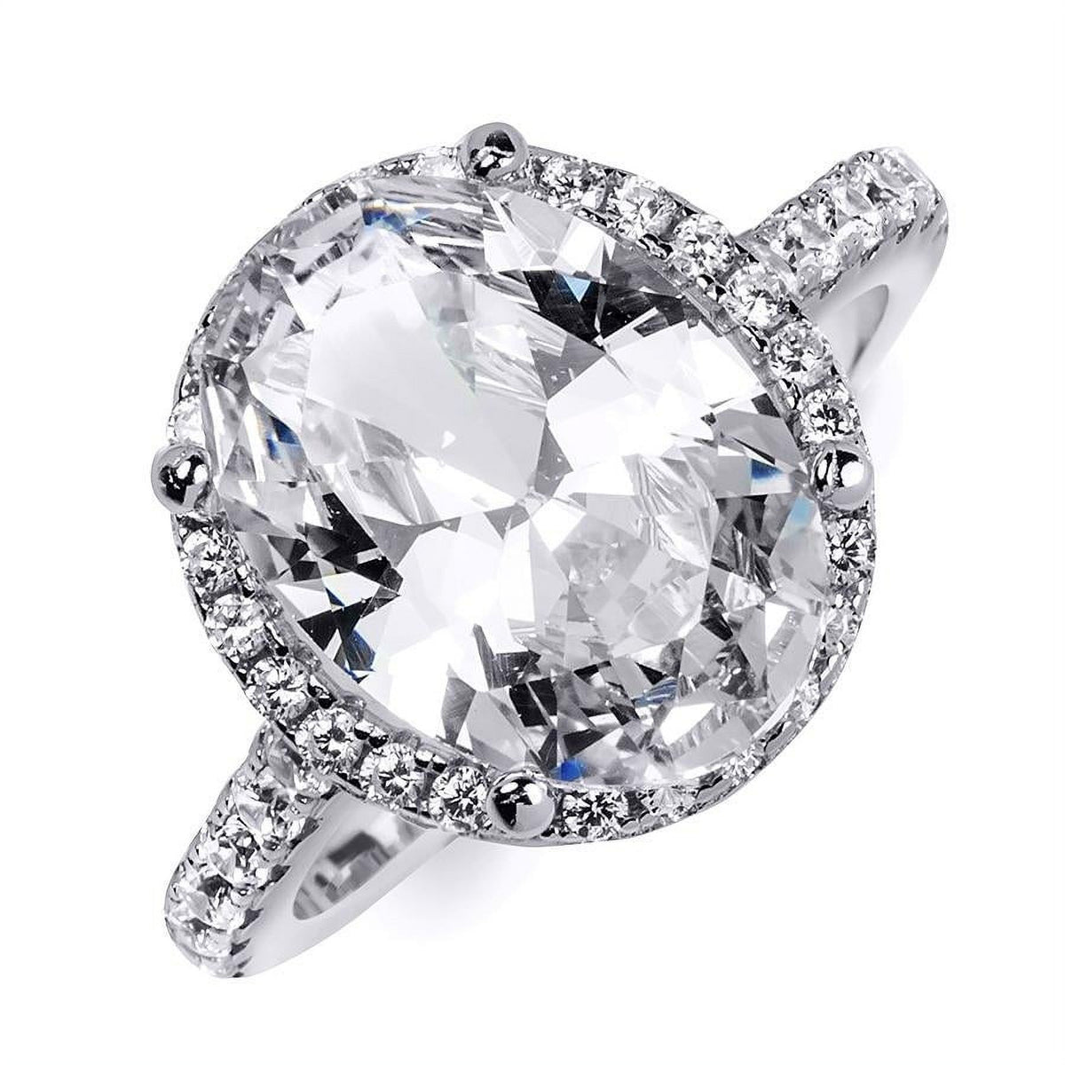 Oval Cut Halo Promise Engagement Ring Sterling Silver X98918