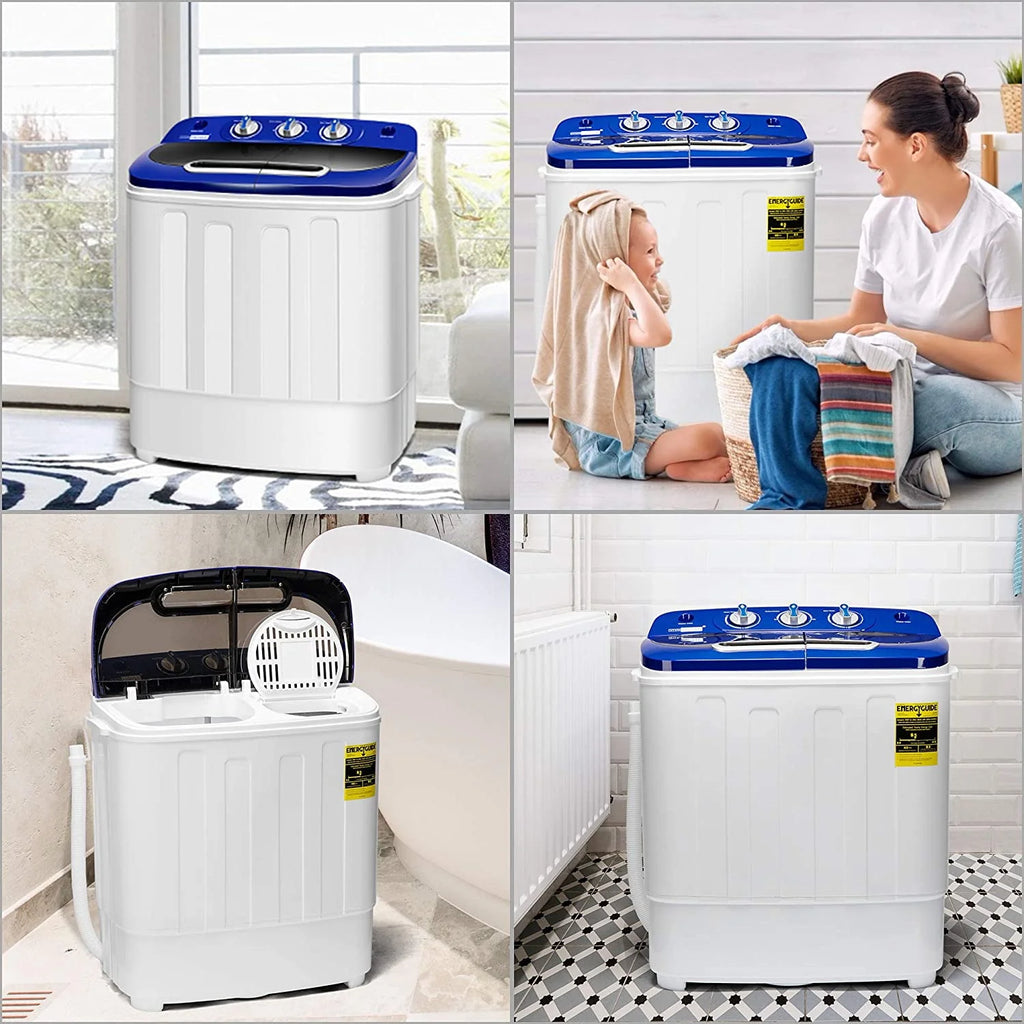 Portable 13.5Lbs Twin Tub Mini Clothes Washer with Drain Hose T780