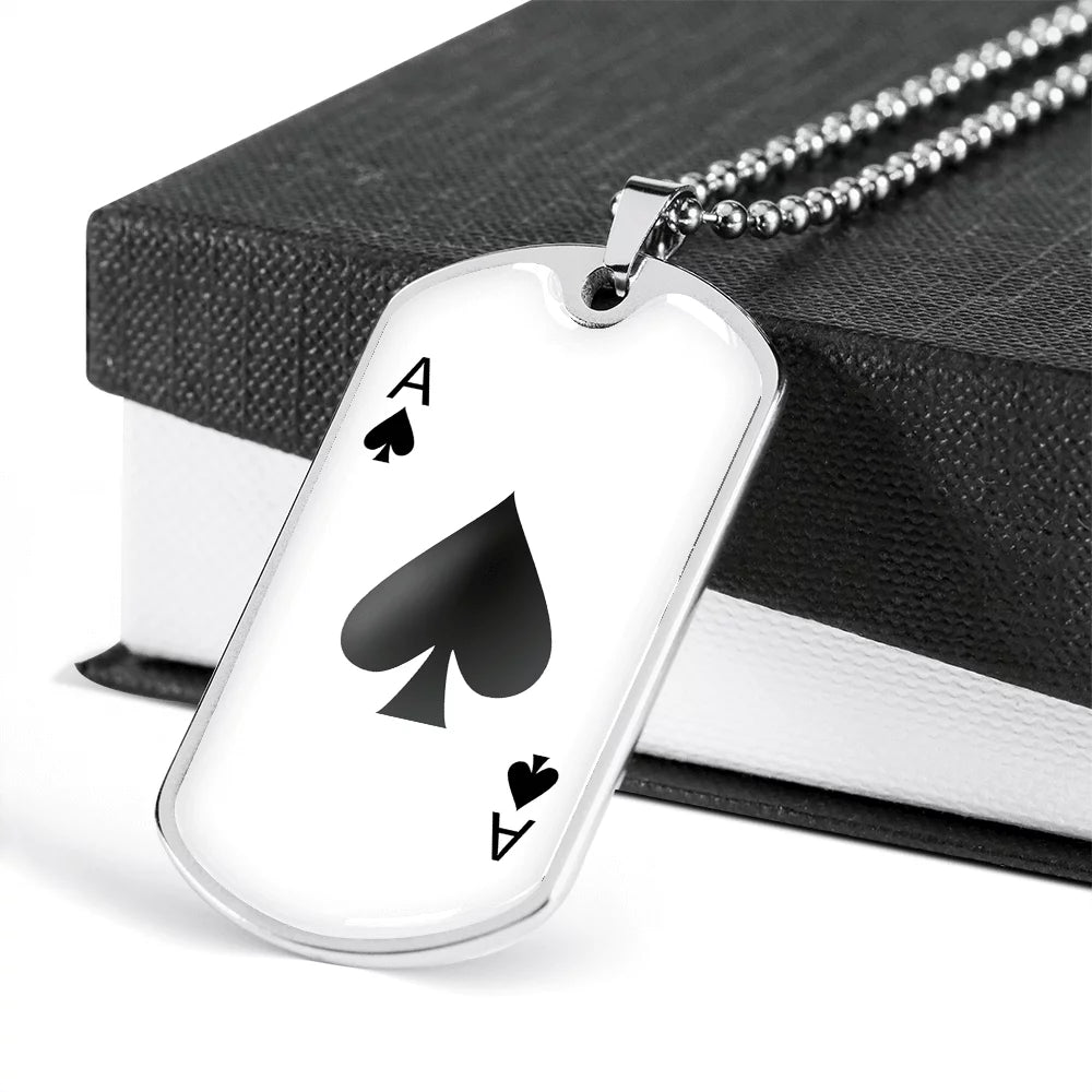 White Stainless Steel or 18k Gold Dog Tag Necklace K6178