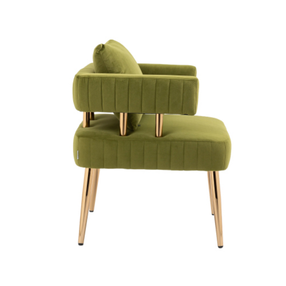 Olive Green Polyester Accent Chair with Golden Feet V583