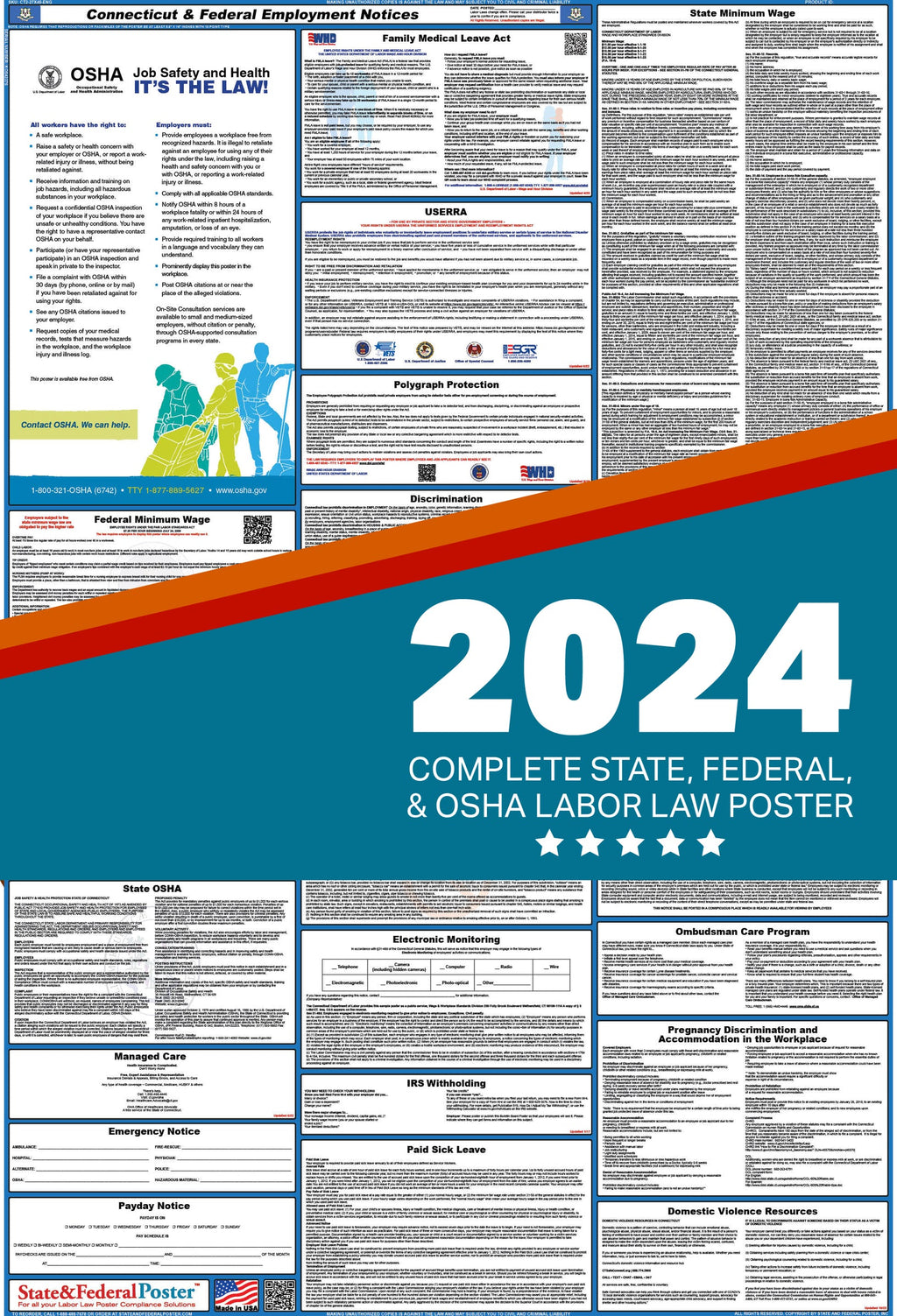 Connecticut State and Federal Labor Law Poster (Spanish) N164381