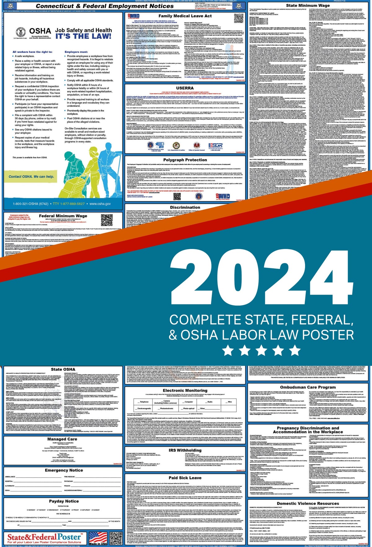 Connecticut State and Federal Labor Law Poster (Spanish) N164381