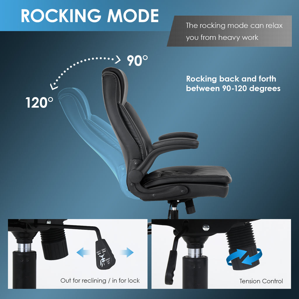 Black PU Leather Ergonomic High Back Office Chair with Lumbar Support K70630