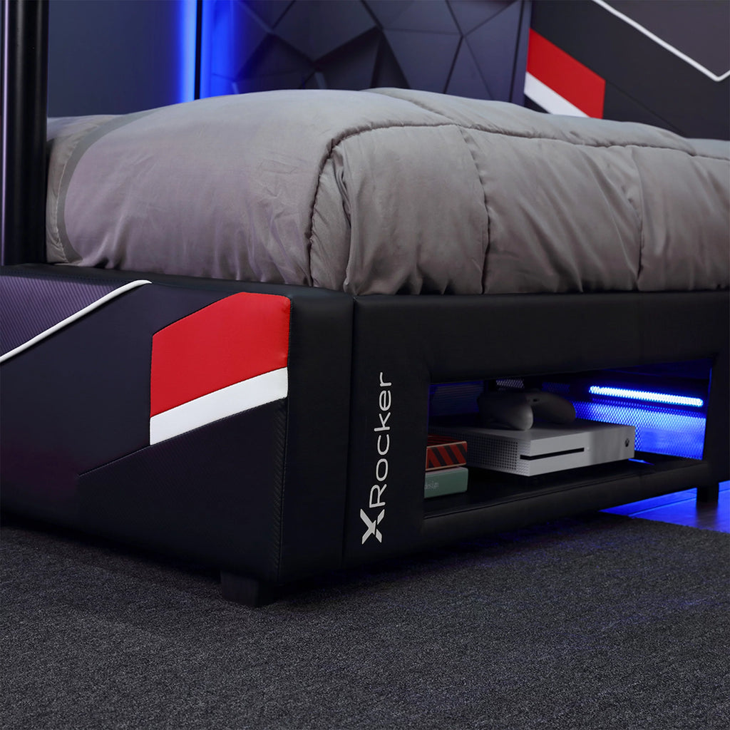 Black Red Twin Gaming Bed Frame with TV Mount N81672