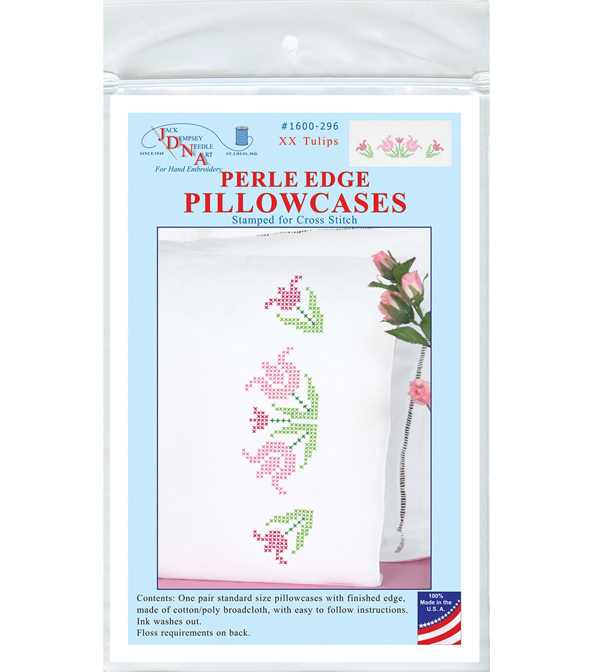 Tulips Stamped Perle Edge Pillowcases 2pk X4393