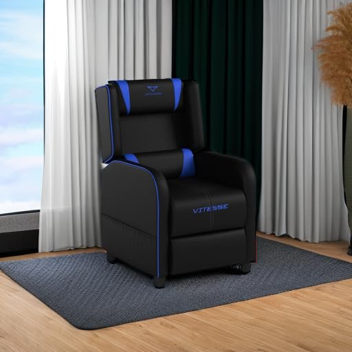 Blue PU Leather Gaming Recliner Chair E573