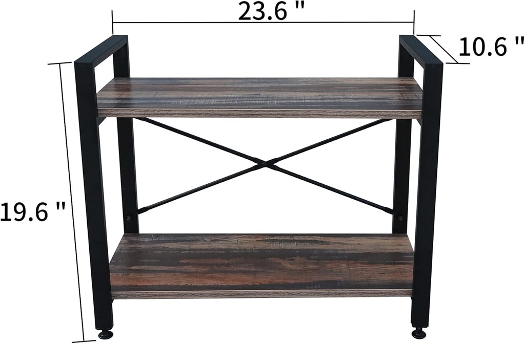 3 Tier Industrial Wood Bookshelf, Black/Brown I8028