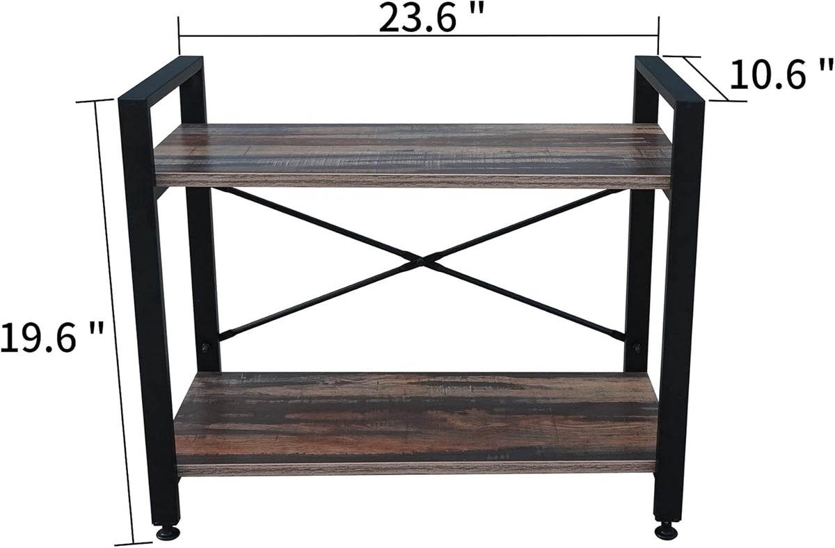 3 Tier Industrial Wood Bookshelf, Black/Brown I8028
