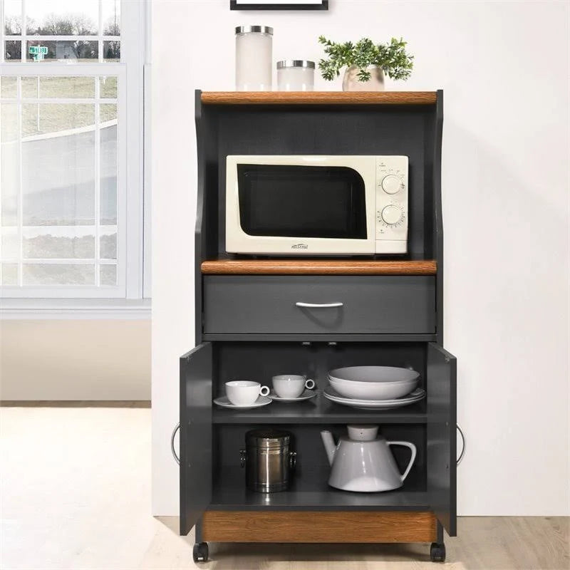 Gray Oak Microwave Kitchen Cart M306644