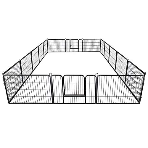 16 Panels 32 in Black Metal Pet Playpen E663318
