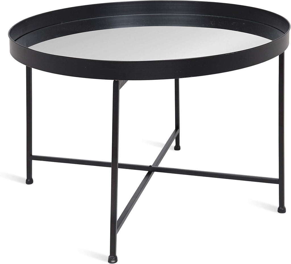White and Gold Leaf Round Metal Coffee Table L6648