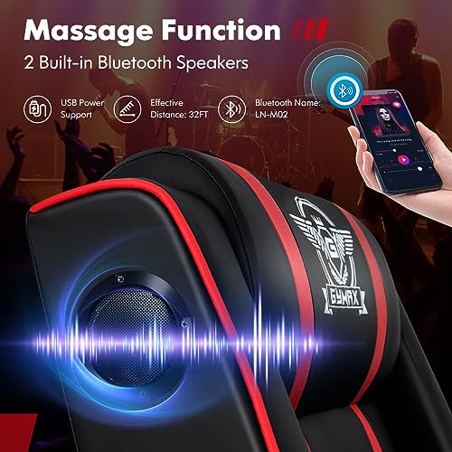 Red Massage Gaming Recliner with Bluetooth Speaker N6026