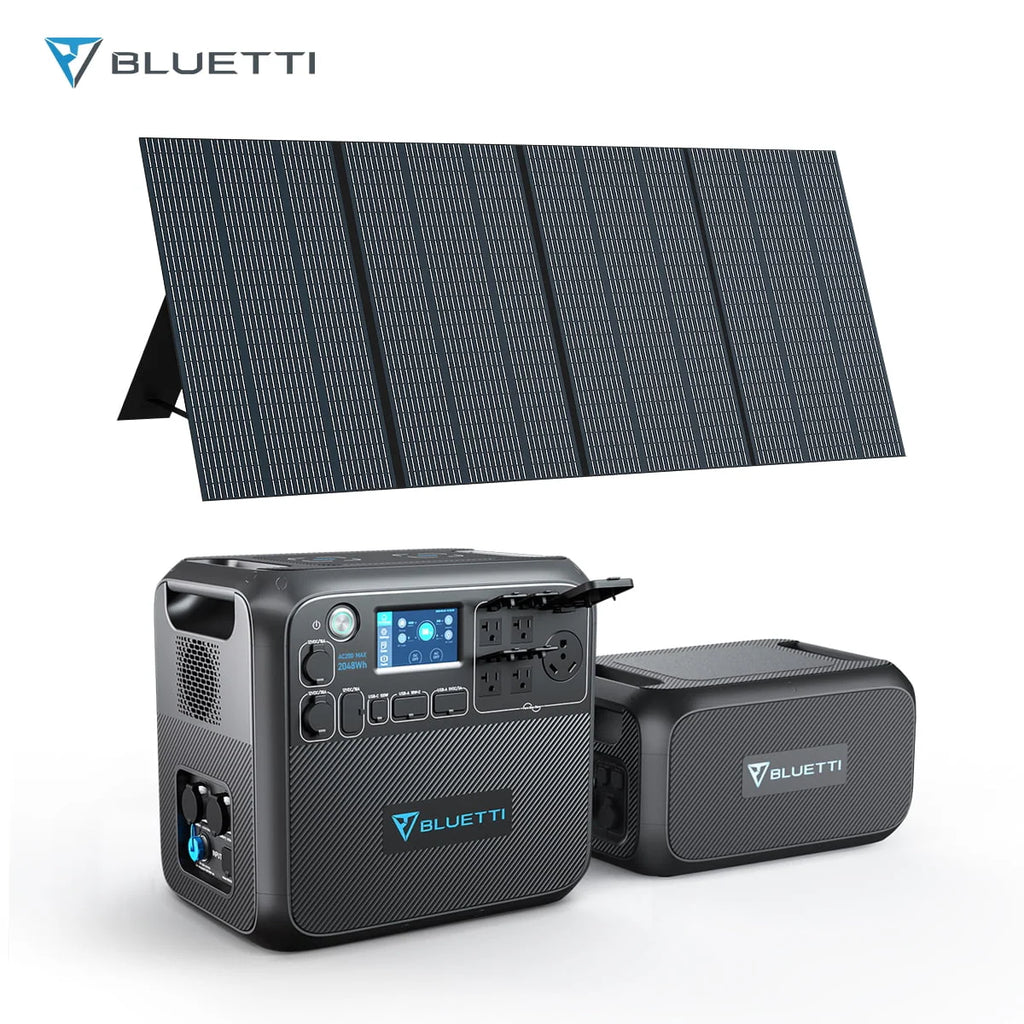Portable Power Station with External Battery Module and 350W Solar Panel H573818
