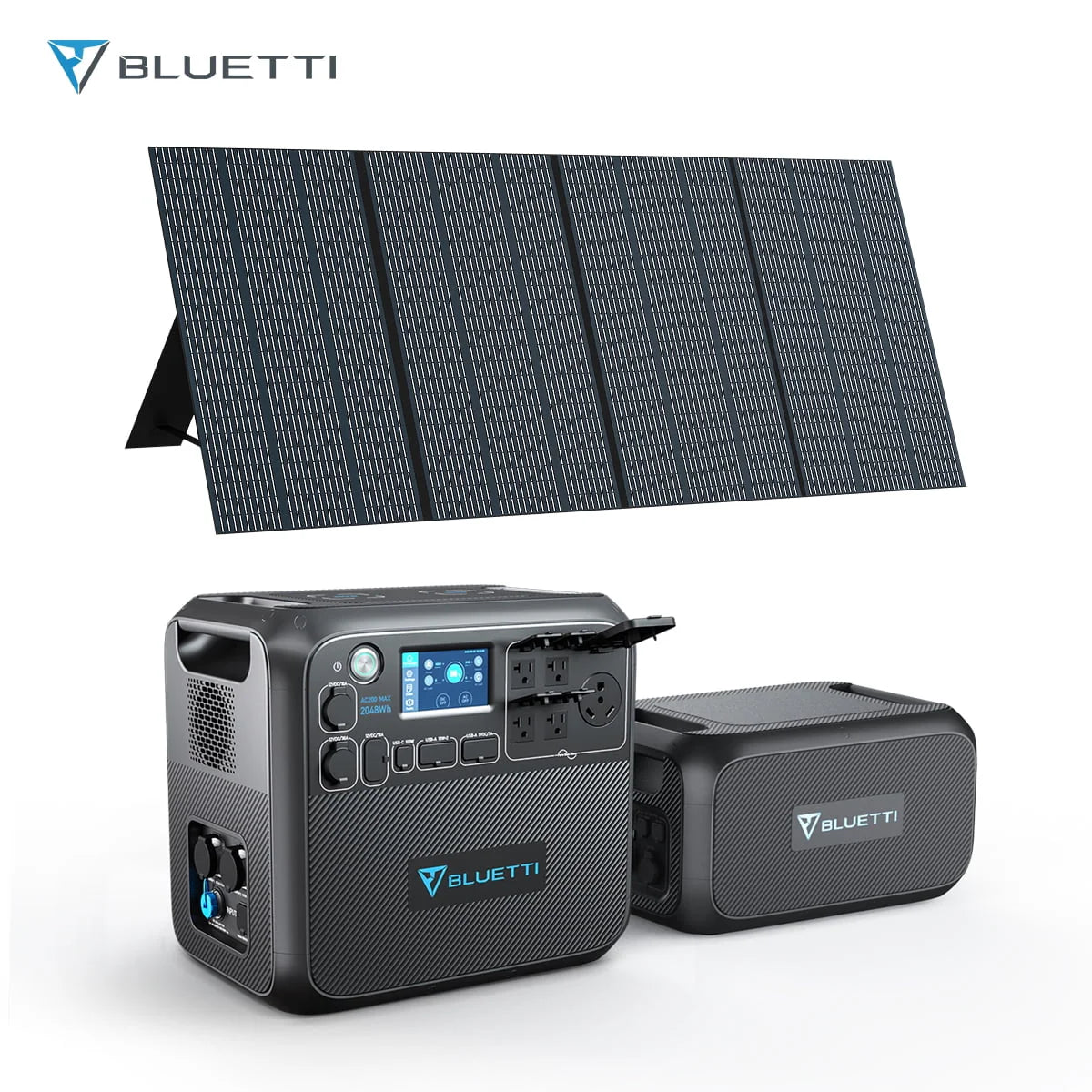 Portable Power Station with External Battery Module and 350W Solar Panel H573818