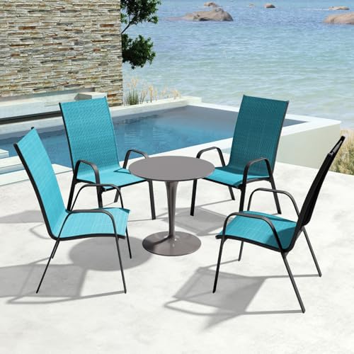 Teal Blue Set of 4 Stackable Patio Dining Chairs K62720