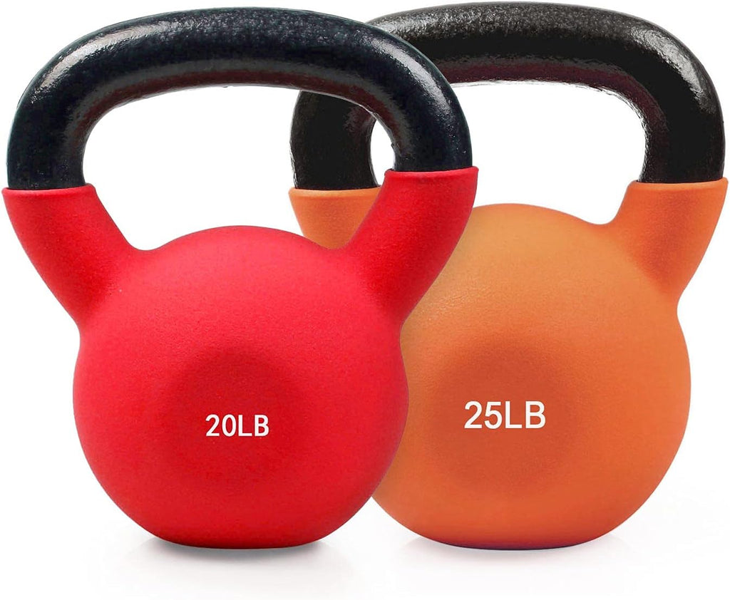 Neoprene Coated Solid Cast Iron Kettlebell 20 25 30 35 40 45 50 LB, Pack of 2 B21237