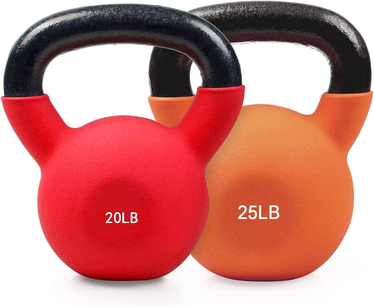 Neoprene Coated Solid Cast Iron Kettlebell 20 25 30 35 40 45 50 LB, Pack of 2 B21237