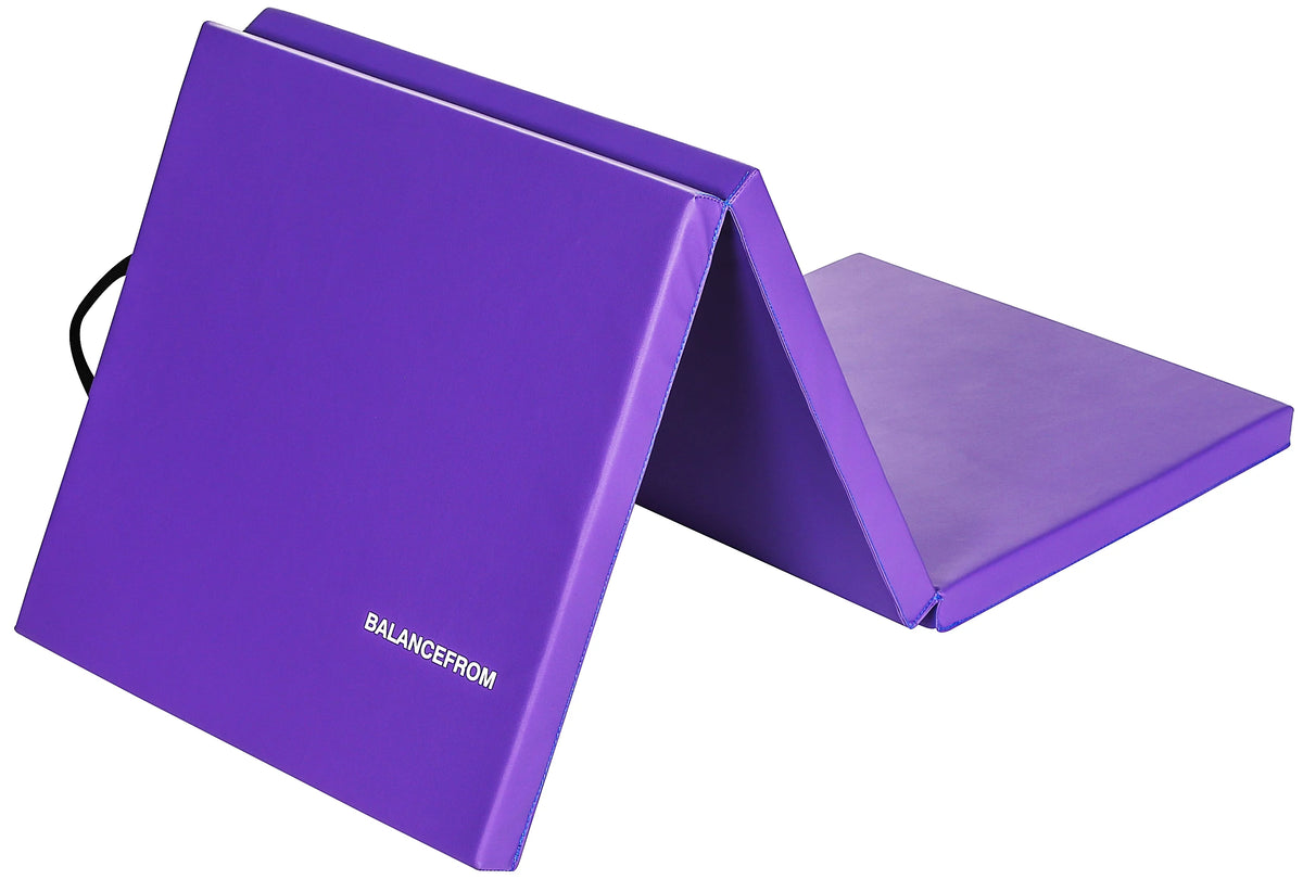 6 Ft. x 2 Ft. x 2 In. Three Fold Folding Exercise Mat with Carrying Handles, Black E81166