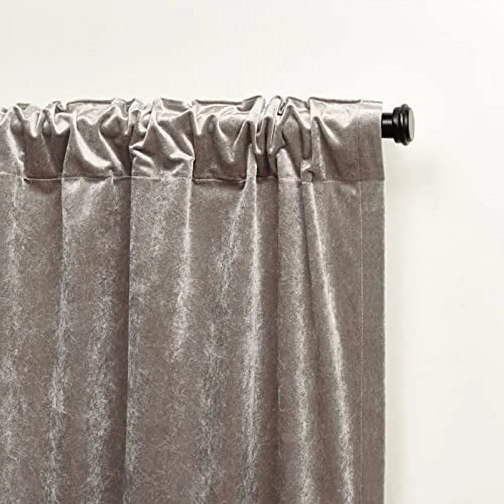 Velvet Light Filtering Hidden Tab Top Curtain Panel Pair, 52"x84", Taupe O603