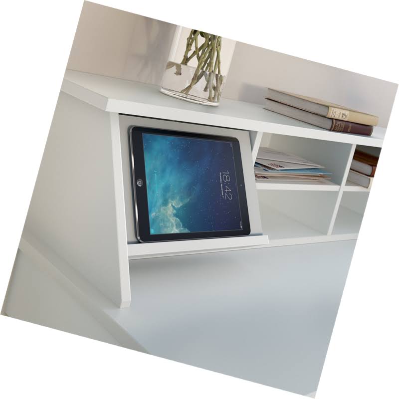 Pure White Computer Desk with Bookcase and Organizer L518230