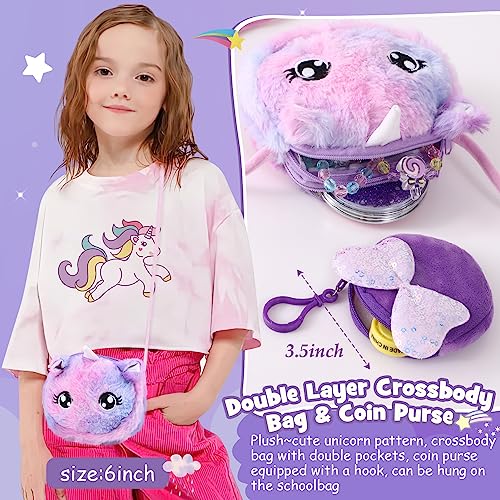 Unicorn Toy with Wired Headphones Diary Water Bottle Plush Bag Purse Socks Mirror O594070