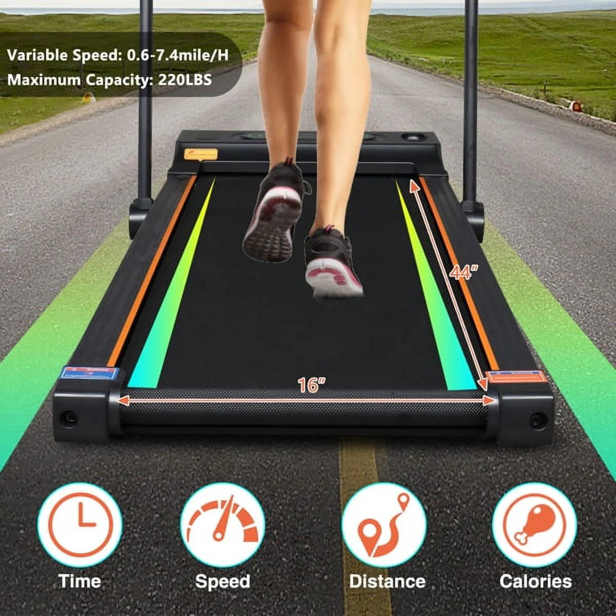 Folding Electric Treadmill with LCD Monitor K3644